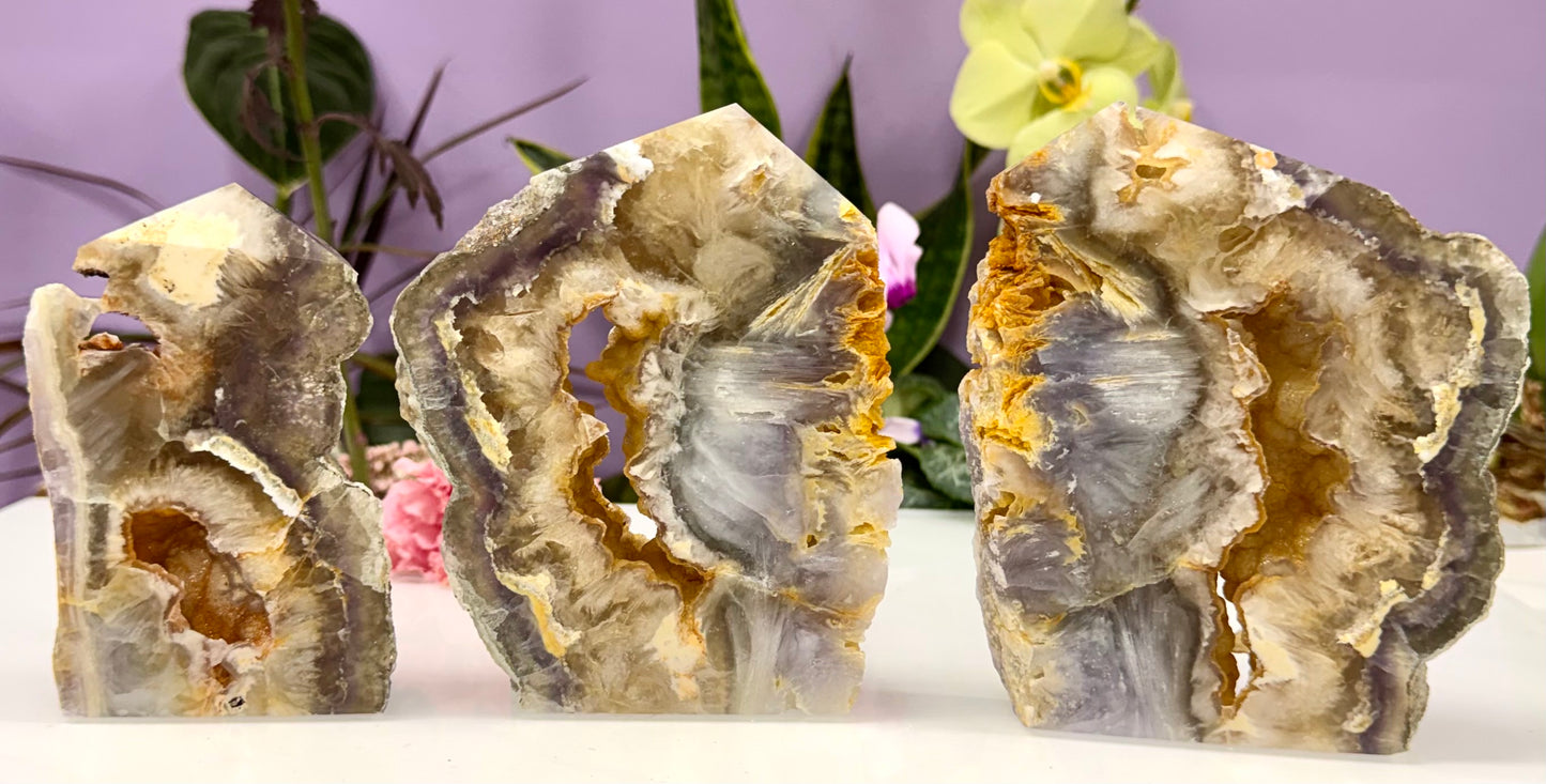 Wholesale Lot 3-4 pcs Feather Fluorite Slab Tower Natural Crystal Energy