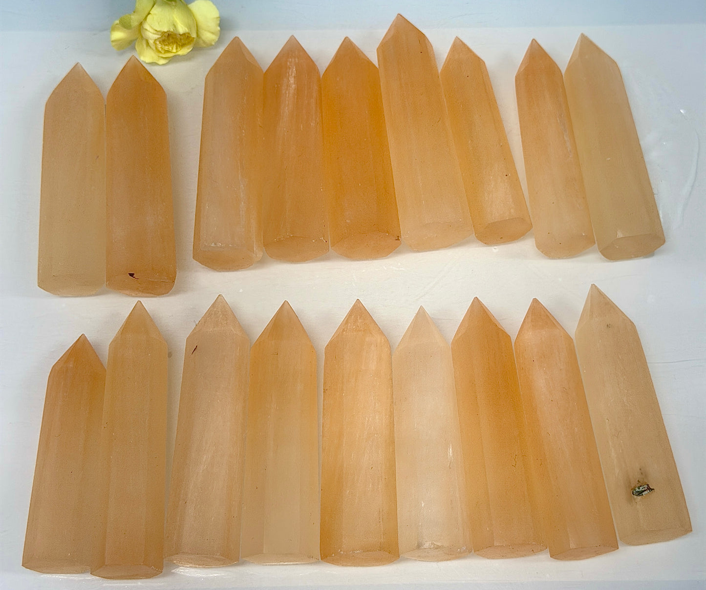 Wholesale Lot 2 lbs Natural Peach Selenite aka Satin Spar Obelisk Tower Point Crystal Healing Energy