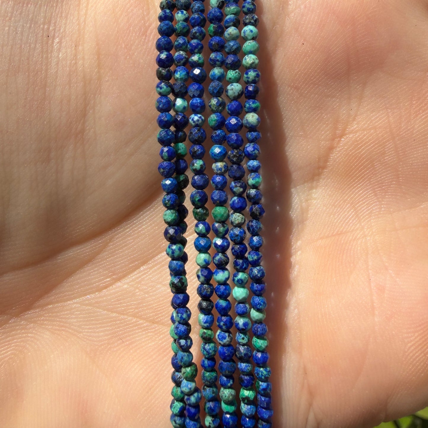 Wholesale Lot – 6 PCS 2mm Faceted Natural Chrysocolla Anklets with Stainless Steel Findings