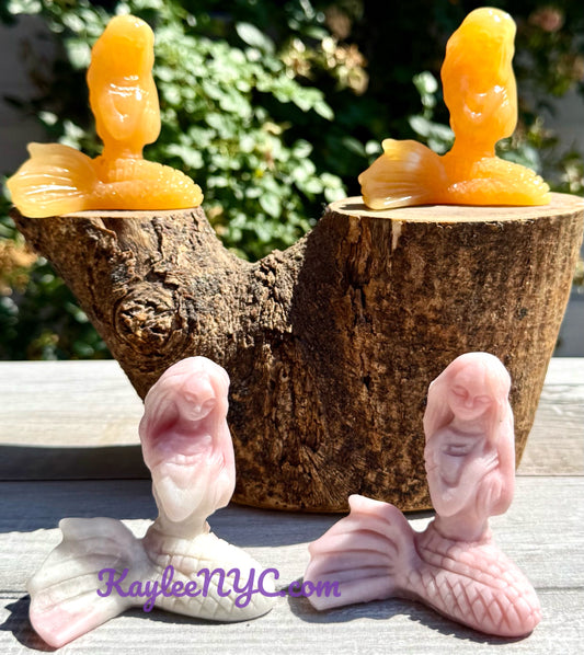 Wholesale Lot 4 pcs Natural Pink Opal Orange Calcite Crystals Healing Energy