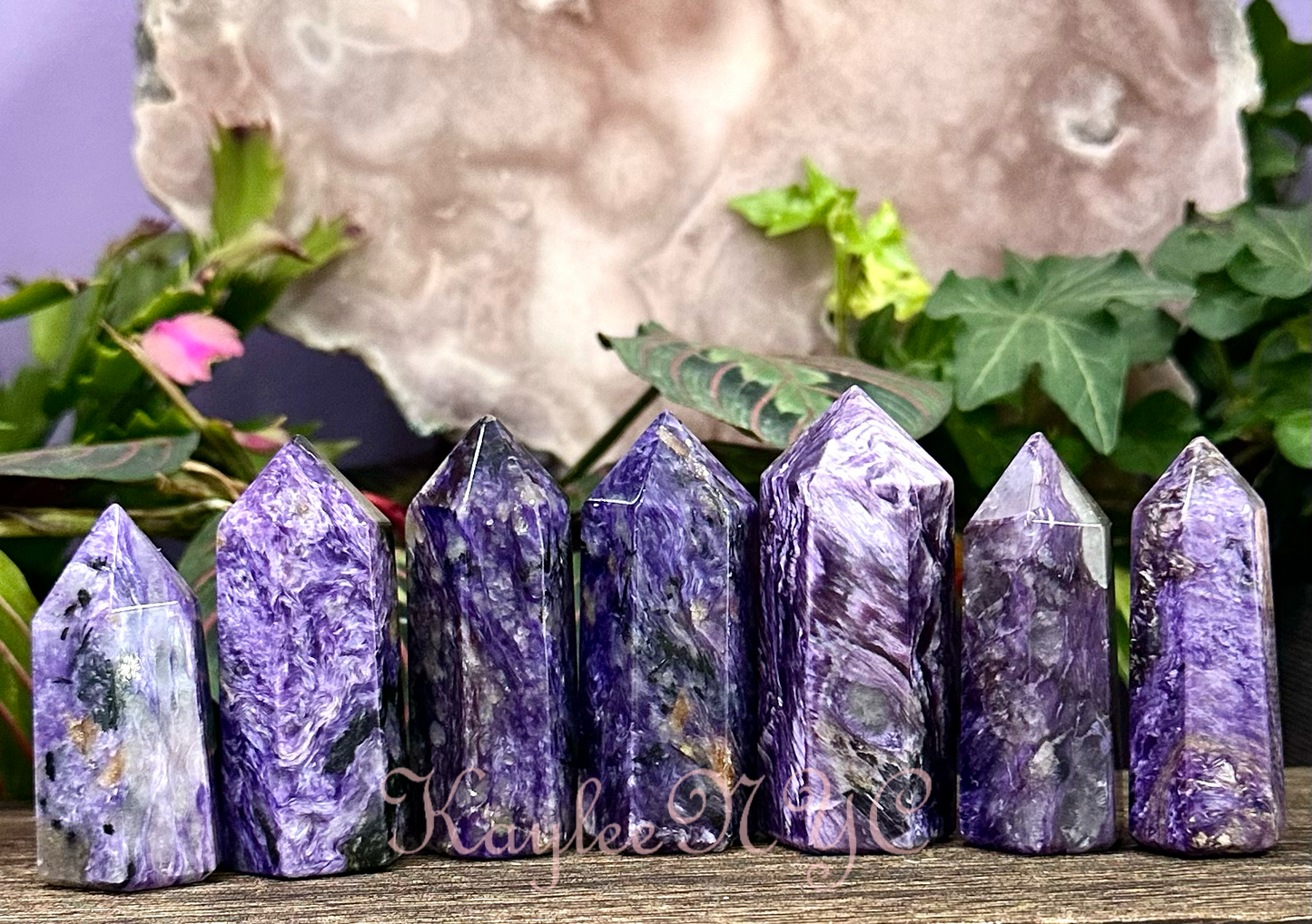 1 lb Natural  Charoite Obelisk Tower