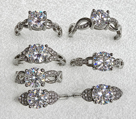 Wholesale Lot 7 Pcs Natural Moissanite Stainless Steel(316) rings
