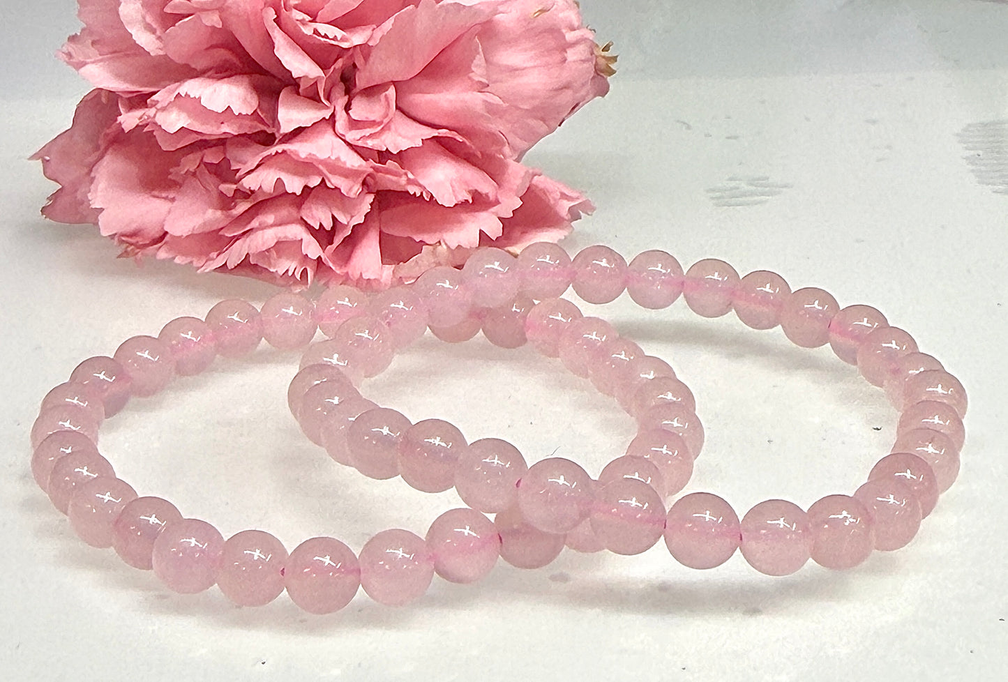 Wholesale Lot 6 Pcs Natural Rose Quartz 6mm 7.5” Crystal Healing Stretch Bracelet