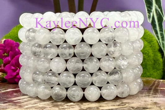 Wholesale 6 Pcs Natural Quartz 8mm 7.5” Crystal Healing Stretch Bracelet