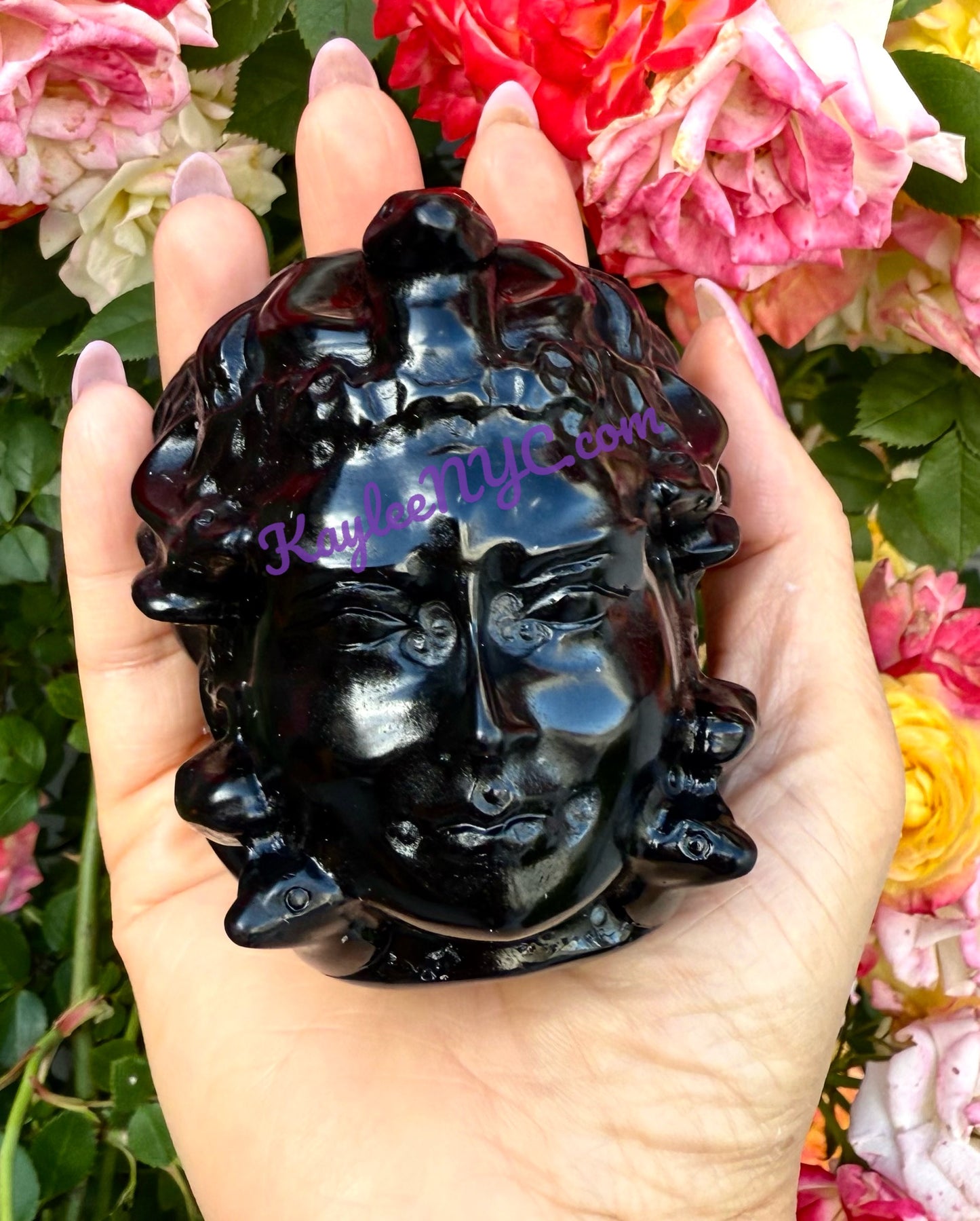 Wholesale Lot 3 pcs Natural Black Obsidian Medusa Crystals Healing Energy