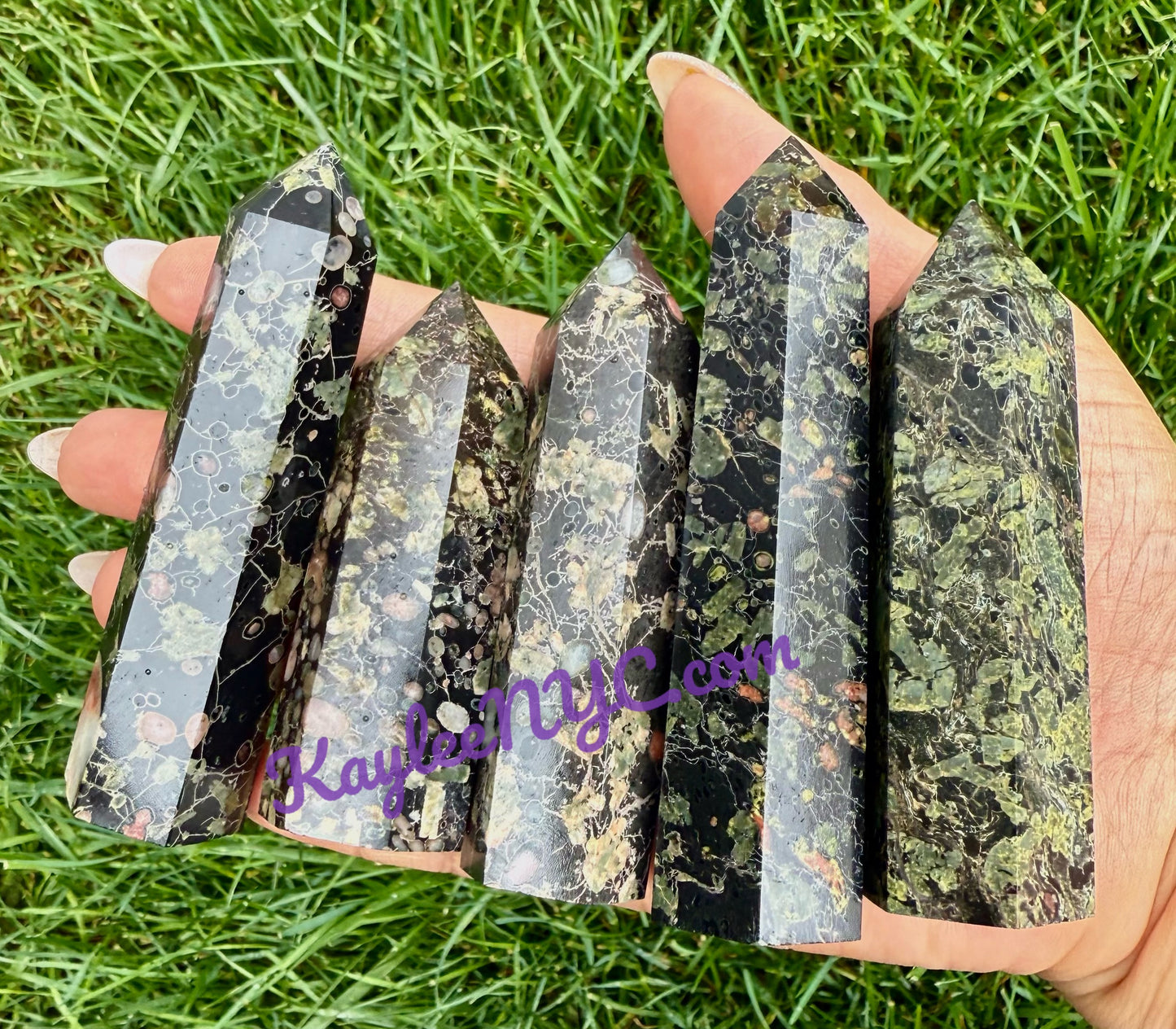 Wholesale Lot 1 Lb Natural Plum Blossom Jade Obelisk Tower Point Crystal Natural