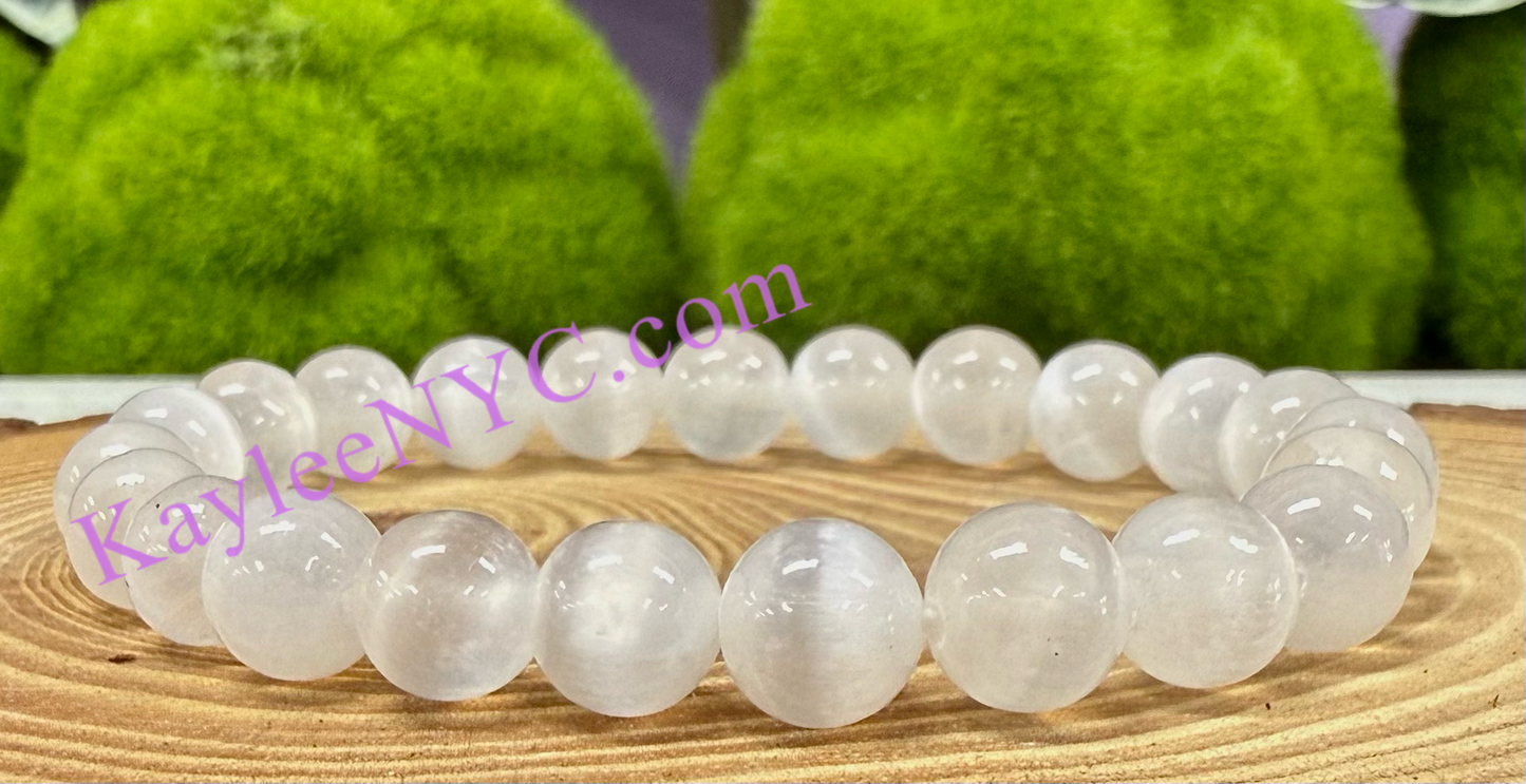 Wholesale 6 Pcs Natural Selenite 8mm 7.5” Crystal Stretch Bracelet