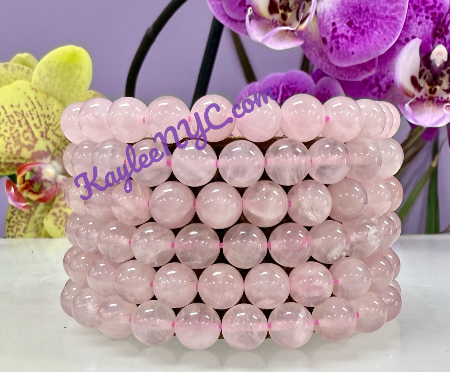 Wholesale 6 Pcs Natural Rose Quartz 8mm 7.5” Crystal Healing Stretch Bracelet