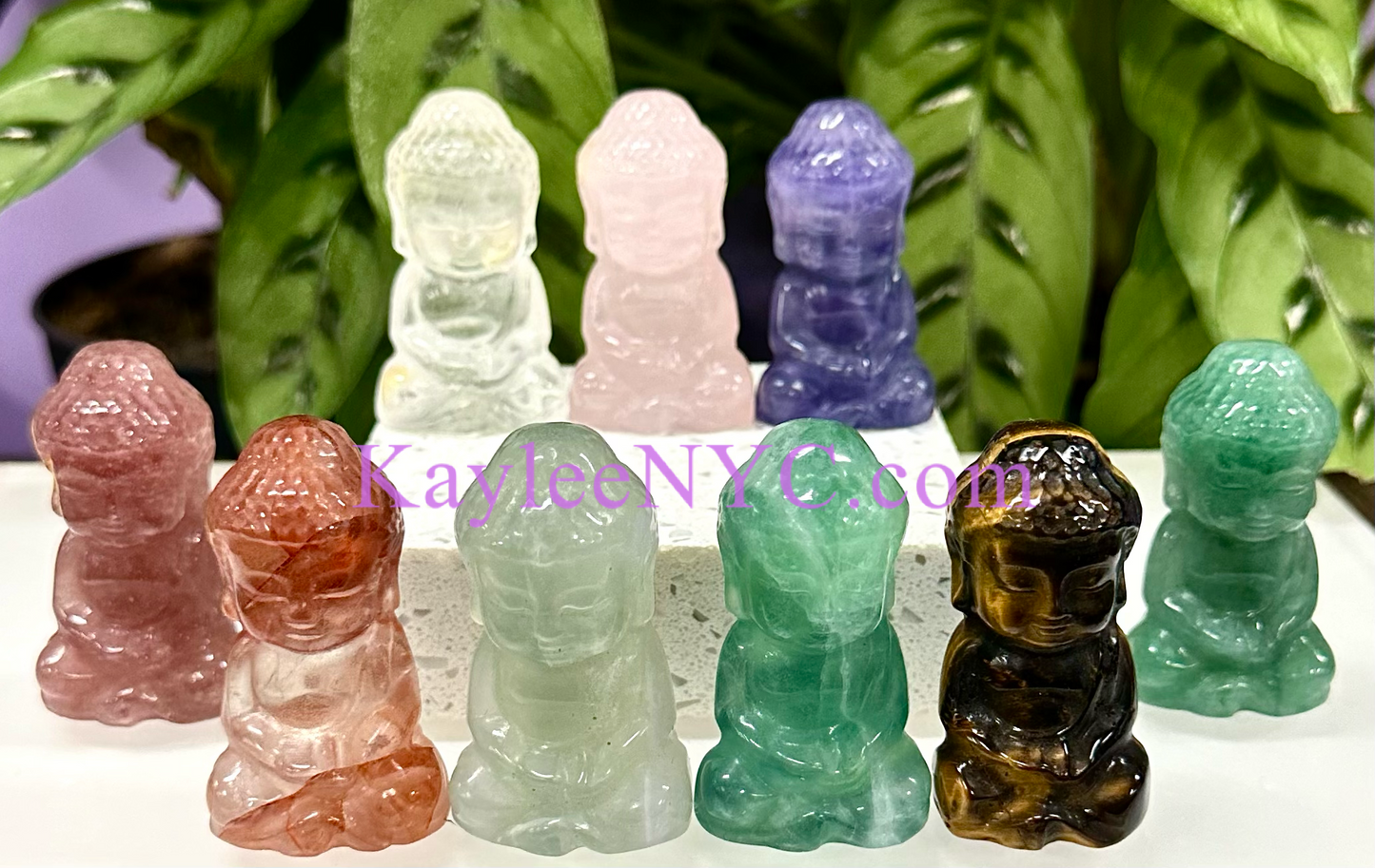 9 Pcs 2.5” Natural Crystal Guanyin Female Buddha