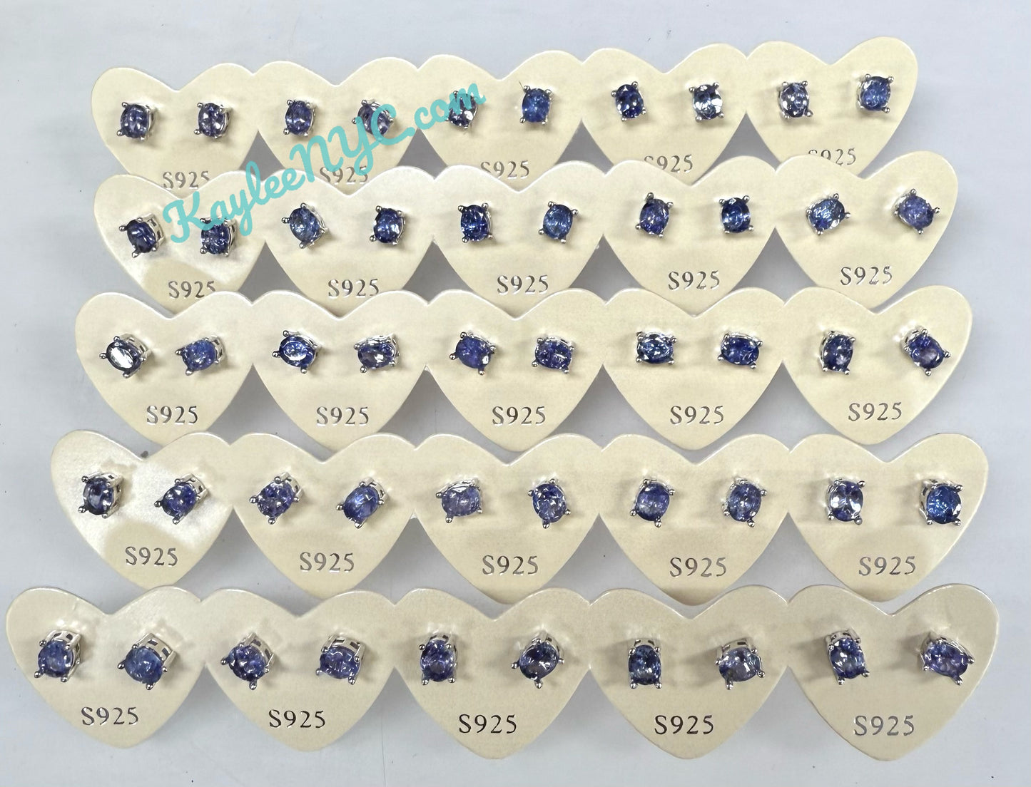 Wholesale Lot 5 Pairs Natural Tanzanite Sterling Silver(925) Earring Studs 4x5mm