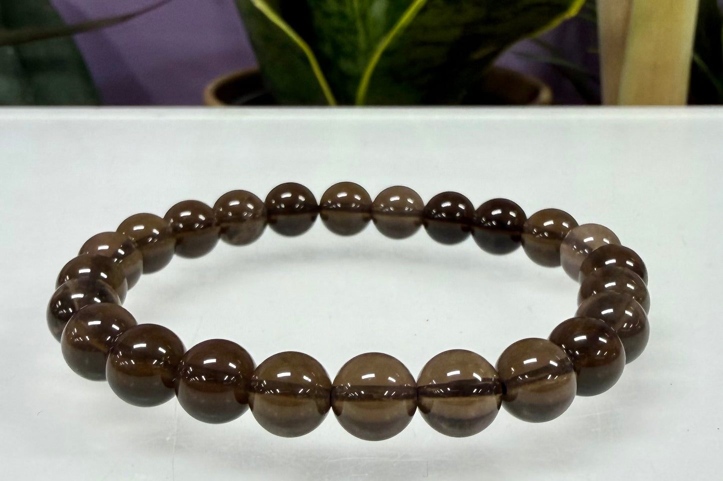 Wholesale 6 Pcs Natural Smoky Quartz 8mm 7.5” Crystal Healing Stretch Bracelet