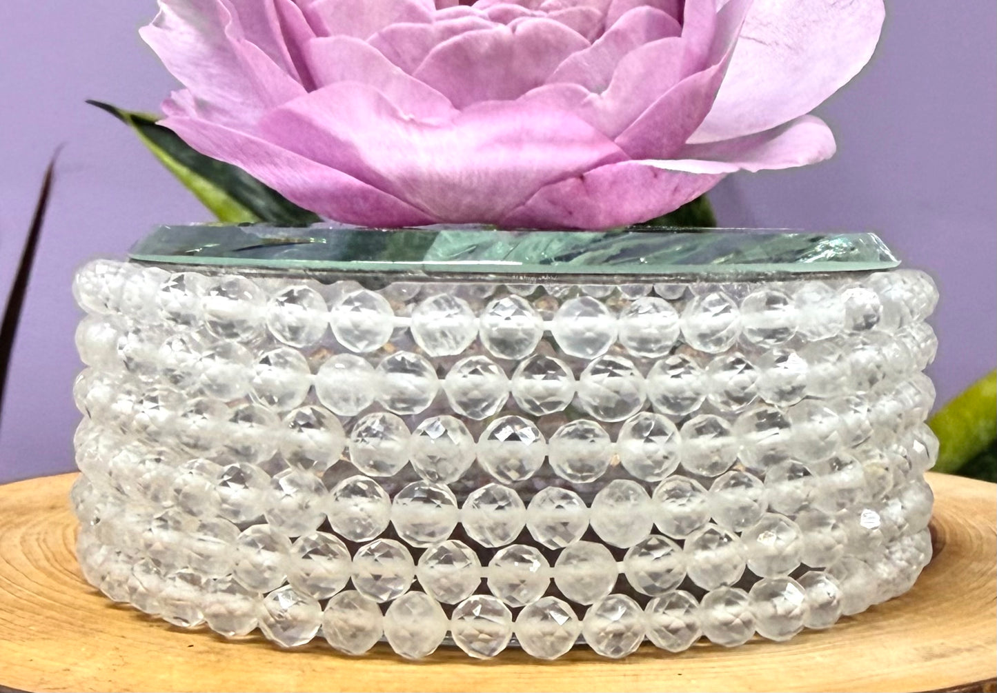 Wholesale Lot 6 Pcs Natural Faceted Clear Quartz 4mm 7.5” Crystal Healing Stretch Bracelet