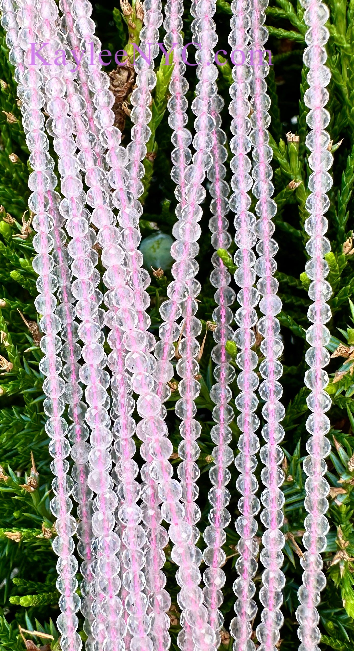 6 PCs 2mm Natural Rose Quartz Necklaces