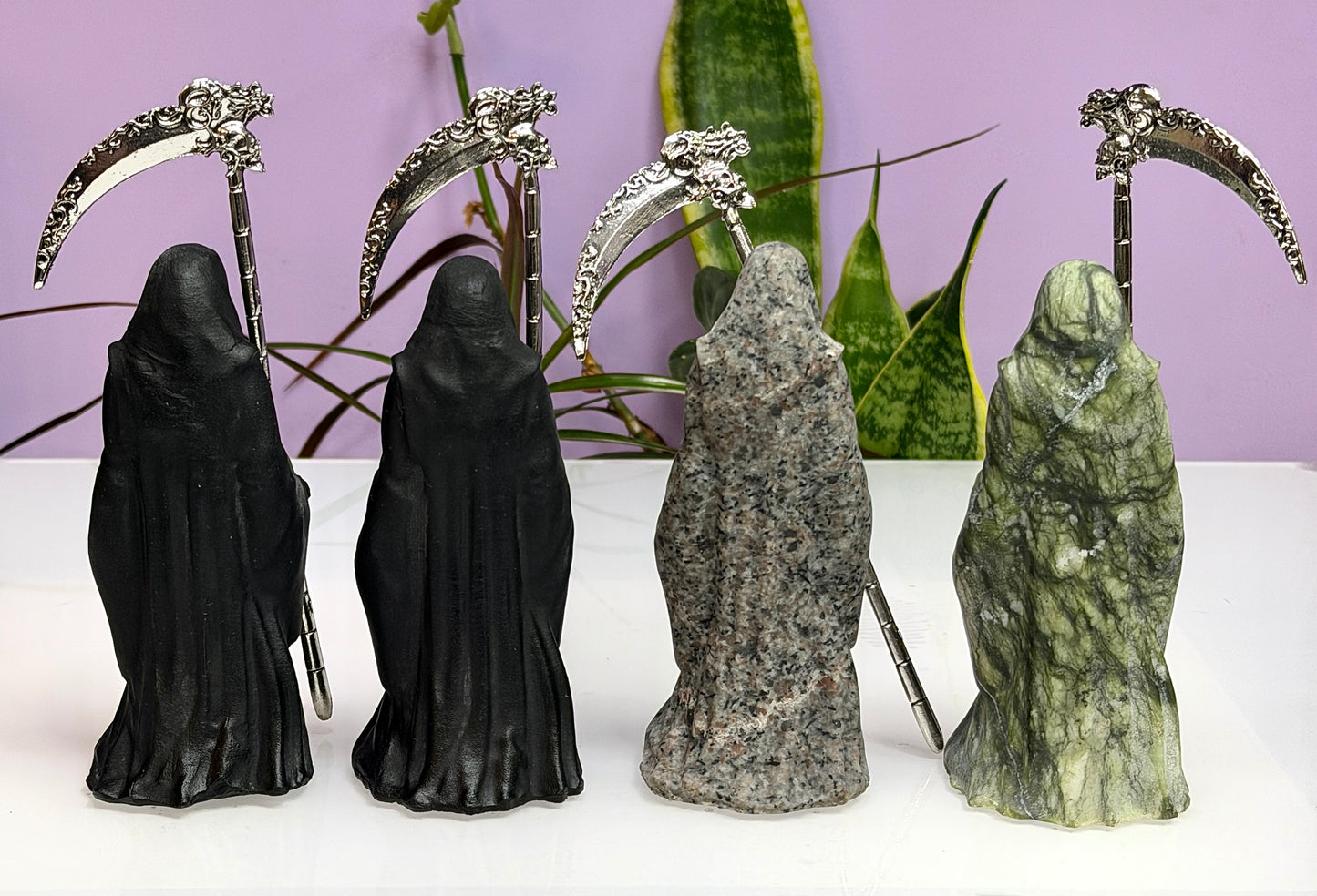 4 PCs 11cm Natural Crystal Grim Reaper Healing Energy