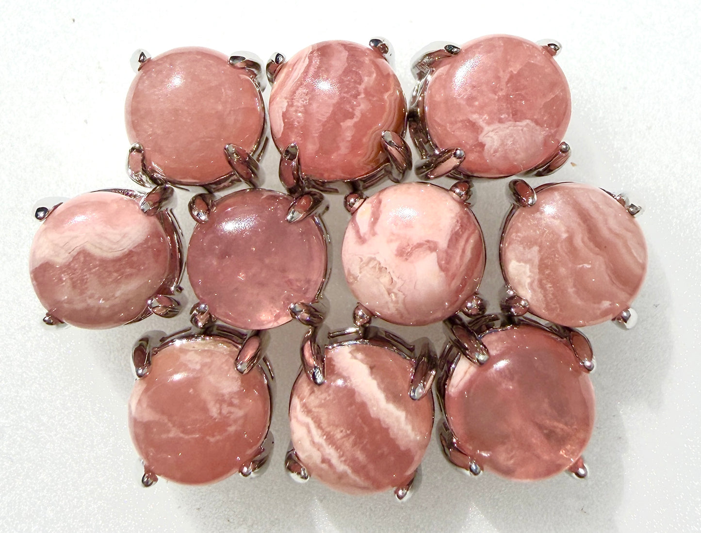 Wholesale Lot 5 Pairs Natural Rhodochrosite Stud Earrings Sterling Silver(925) 6mm