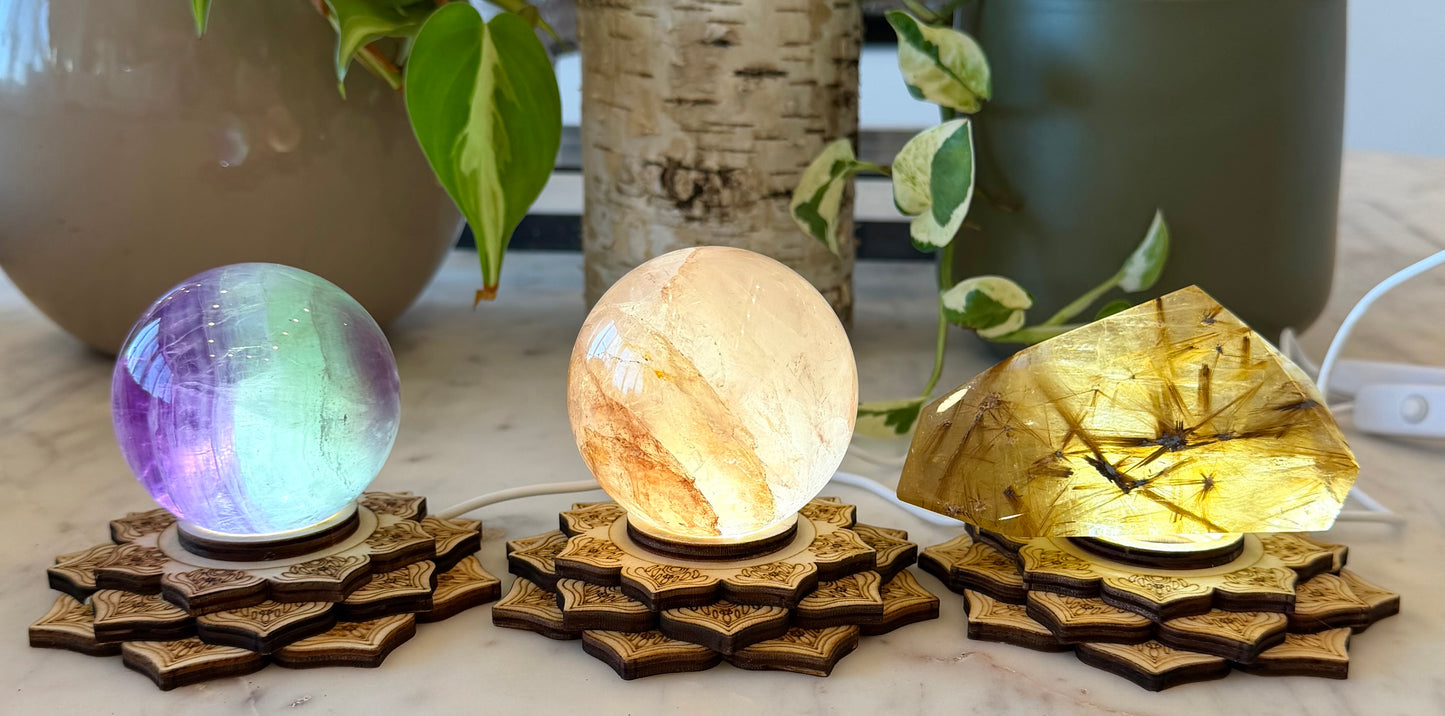 10 pcs PCs USB powered Wooden LED light stand 10cm Healing Energy