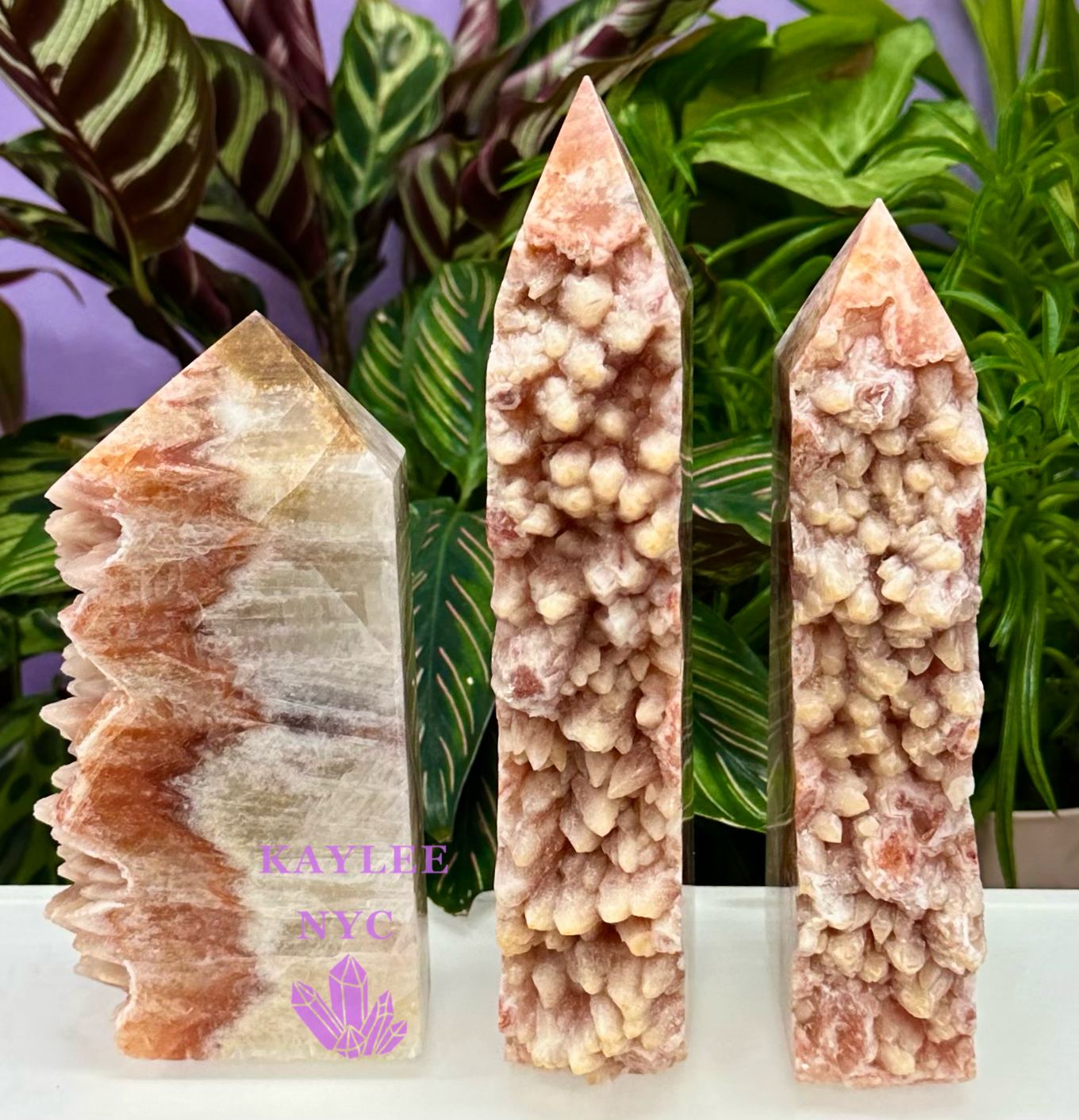 3-4 PCs Natural Dog Tooth Calcite Obelisk Tower