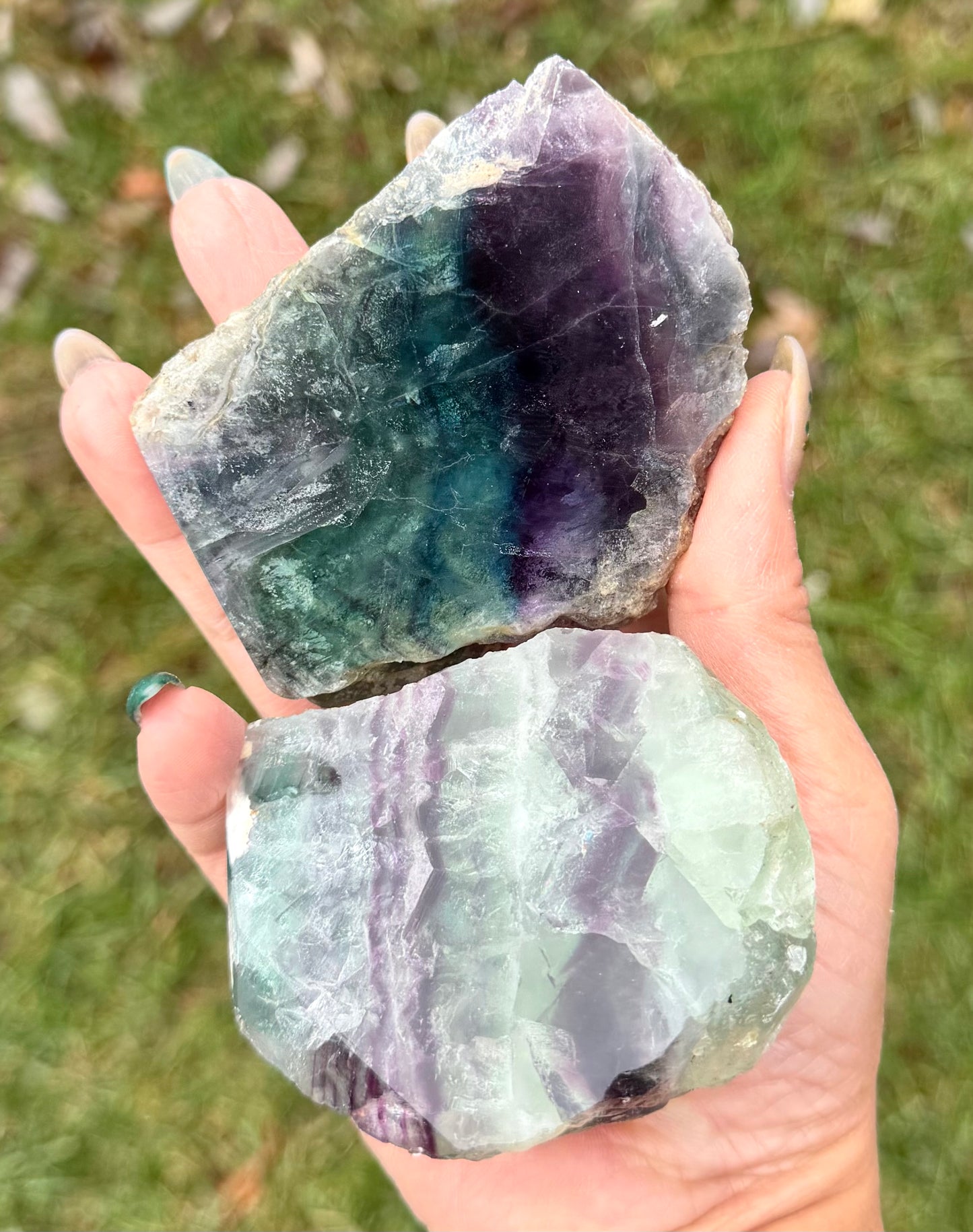 3-4 PCs Natural Rainbow Fluorite semi polished Slabs