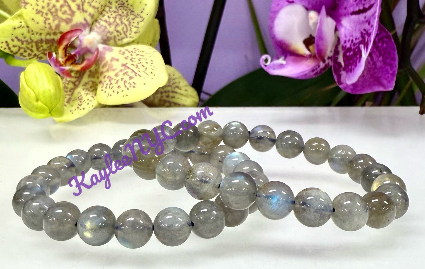 Wholesale 6 Pcs Natural Labradorite Stretch Bracelet 7.5” Healing Energy Crystals 8-8.5mm