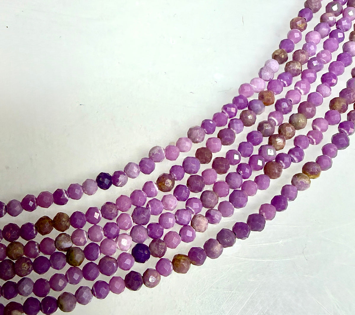 Wholesale 6 PCs 2mm Faceted Phosphosiderite Necklaces with Stainless Steel Findings