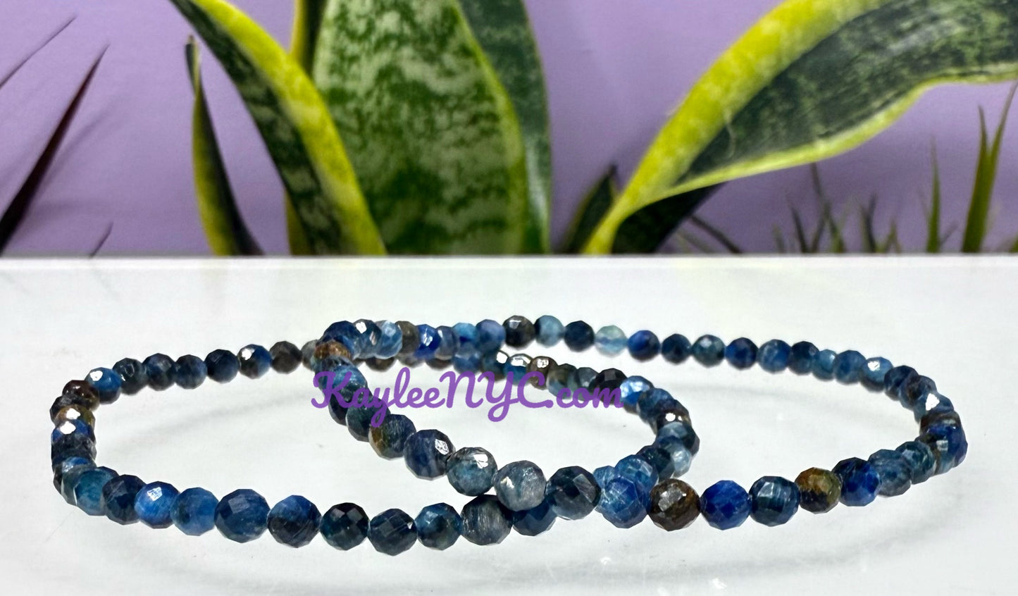 Wholesale Lot 6 Pcs Natural Blue Kyanite 4mm Faceted 7.5” Crystal Healing Stretch Bracelet