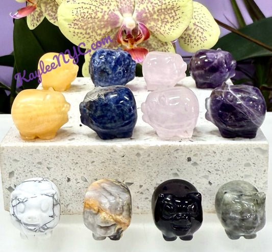 12 PCs 1” Natural Crystal Pig
