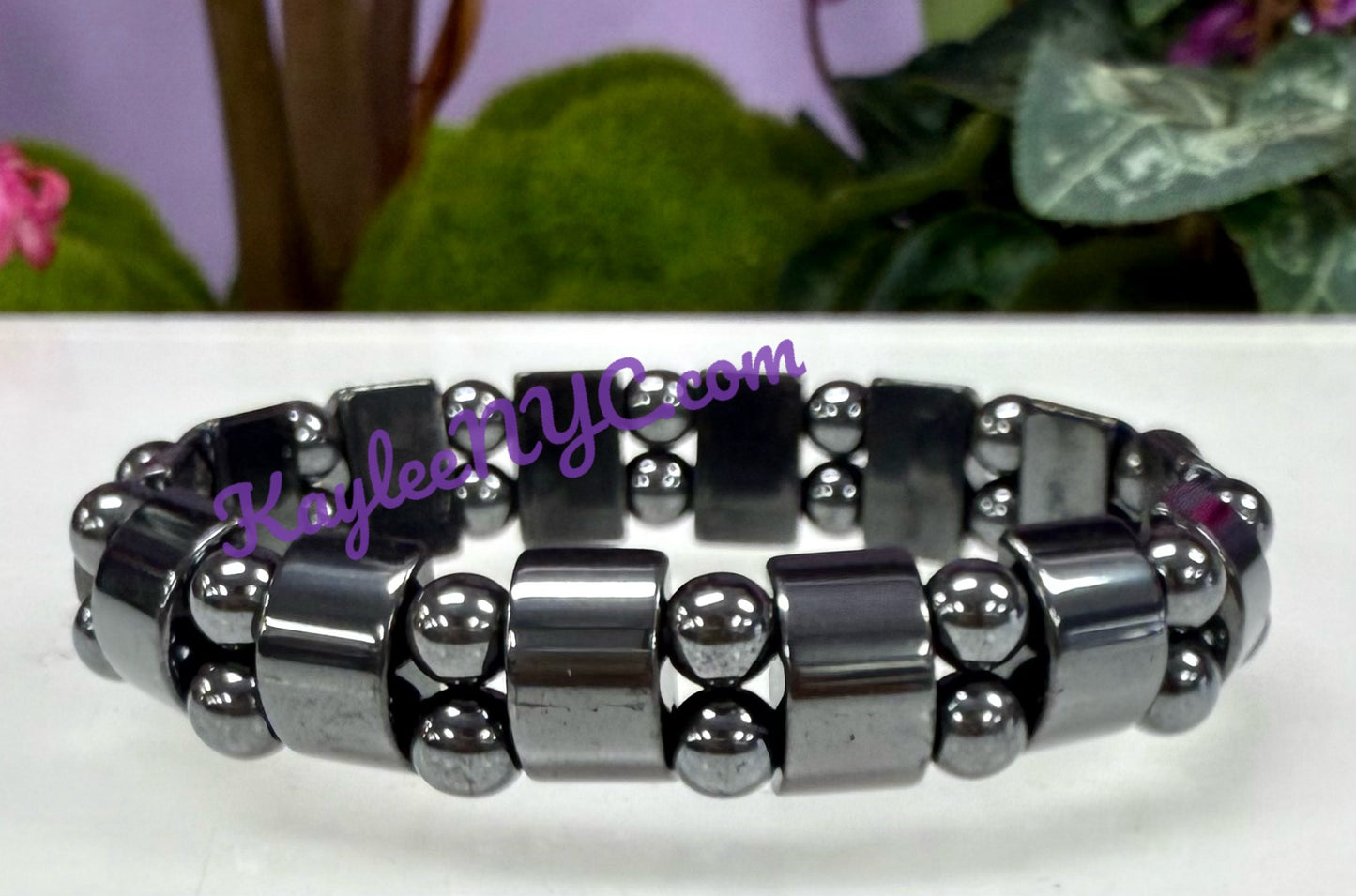 6 Pcs 15mm Natural Hematite Stretch Bracelet 7.5” Crystal Healing Energy