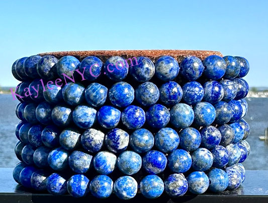 Wholesale 6 Pcs Natural Lapis Lazuli 6mm 7.5” Crystal Healing Stretch Bracelet