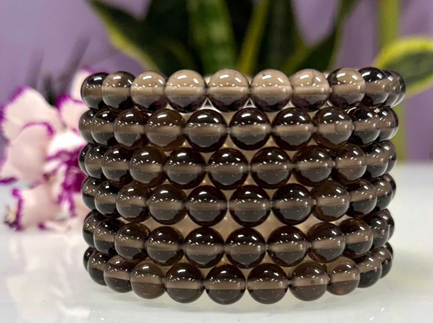 Wholesale Lot 6 Pcs Natural Ice Obsidian 8mm 7.5” Stretch Bracelet