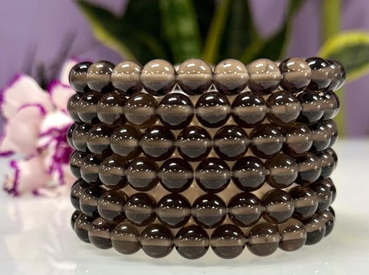 Wholesale Lot 6 Pcs Natural Ice Obsidian 8mm 7.5” Stretch Bracelet
