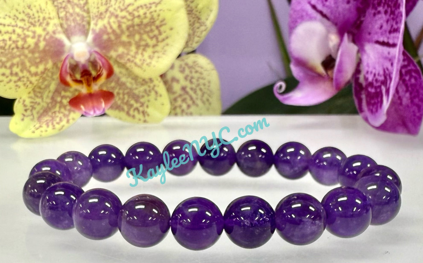 Wholesale 6 Pcs Natural Amethyst 10mm 8” Crystal Healing Stretch Bracelet