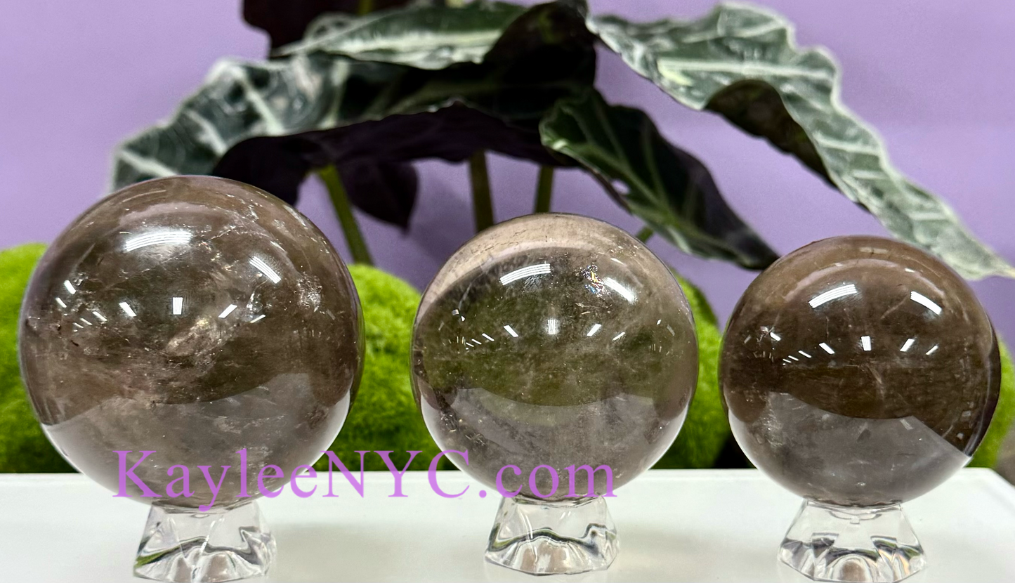 3-4 PCs Natural Smoky Quartz Sphere Crystals Healing Energy