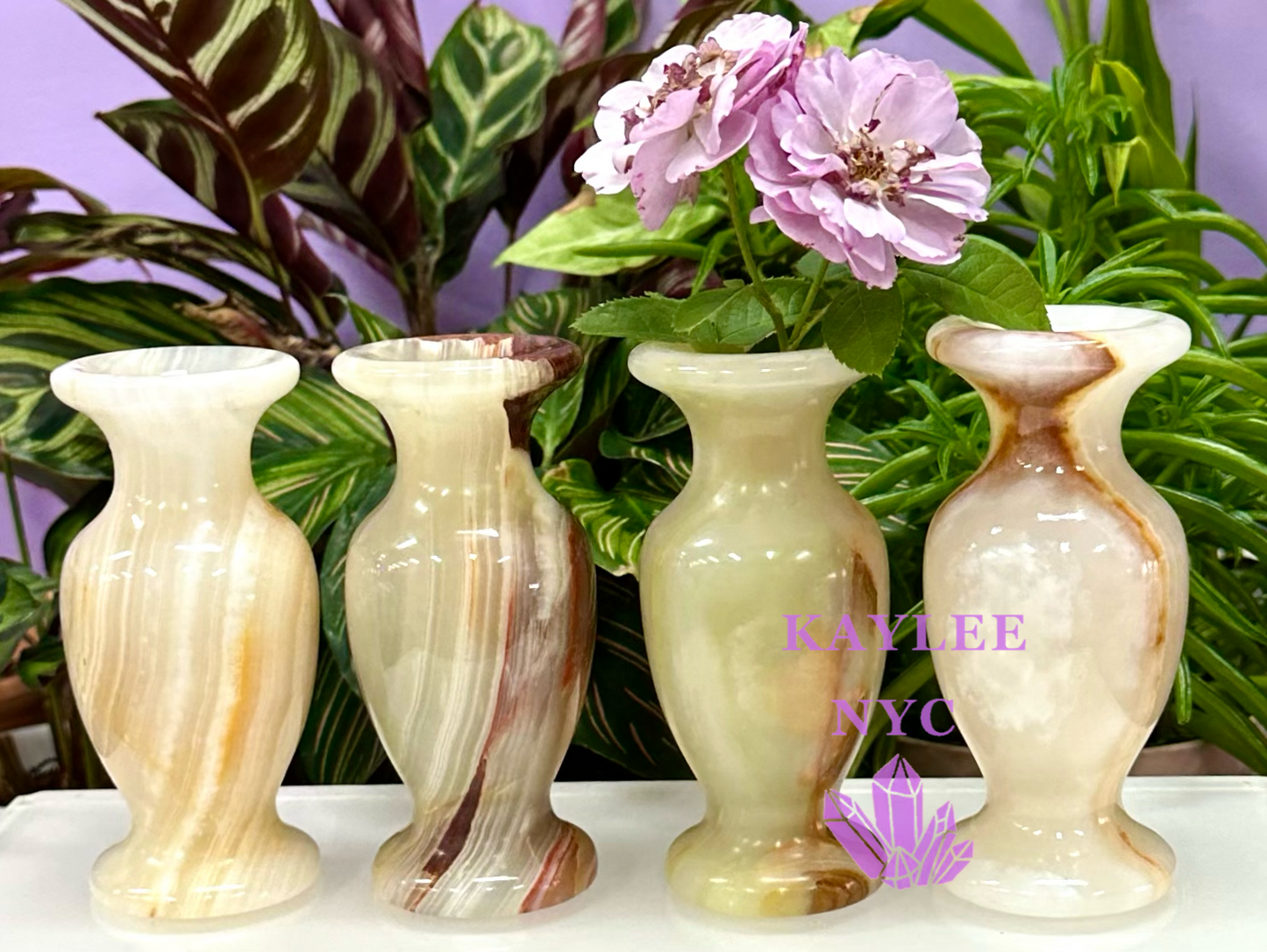 4 PCs Natural Green Onyx Vase