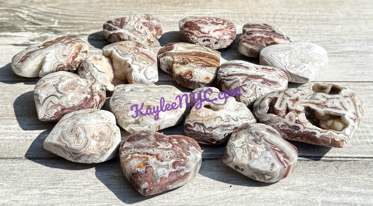 Wholesale 2 Lb Lot Natural Mexican Lace Agate Hearts Crystal Energy