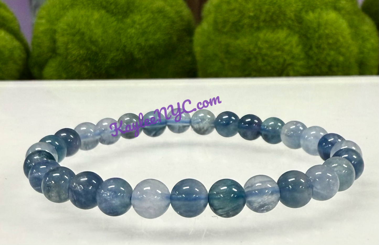 Wholesale 6 Pcs Natural Blue Fluorite 6mm 7.5” Crystal Healing Stretch Bracelet