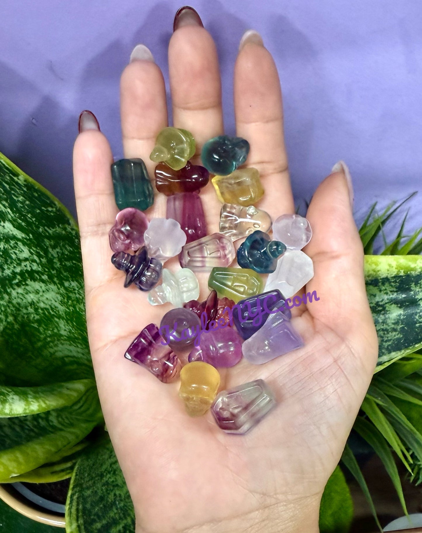 24 pcs Natural Mini Candy Fluorite Halloween Carvings