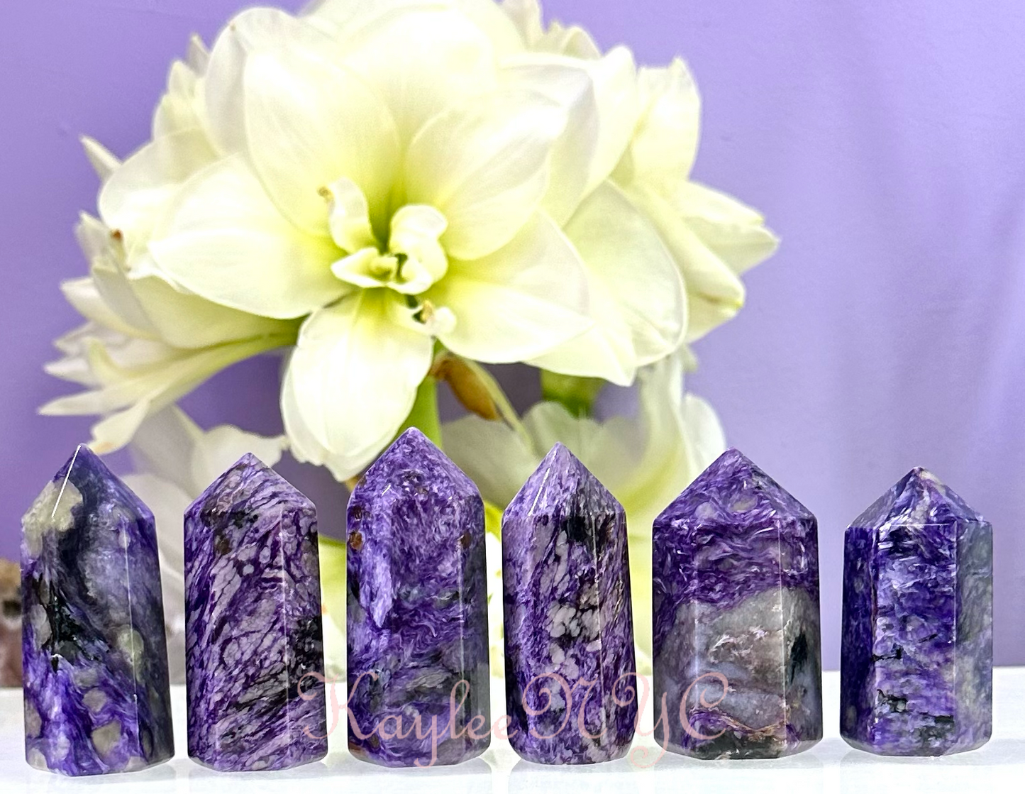 1 lb Natural  Charoite Obelisk Tower