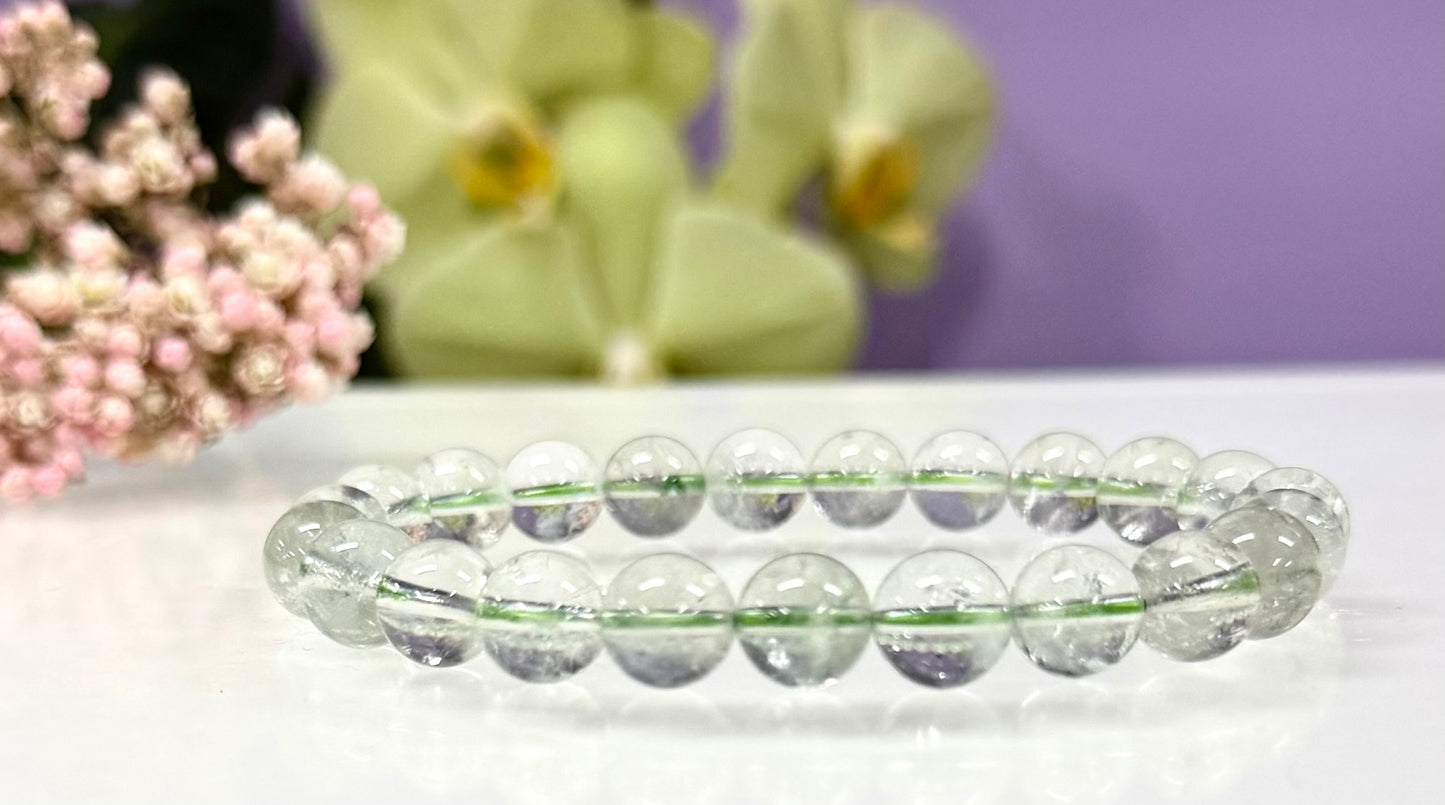 6 PCs Prasiolite 8mm 7.5” Stretch Bracelet crystals healing energy