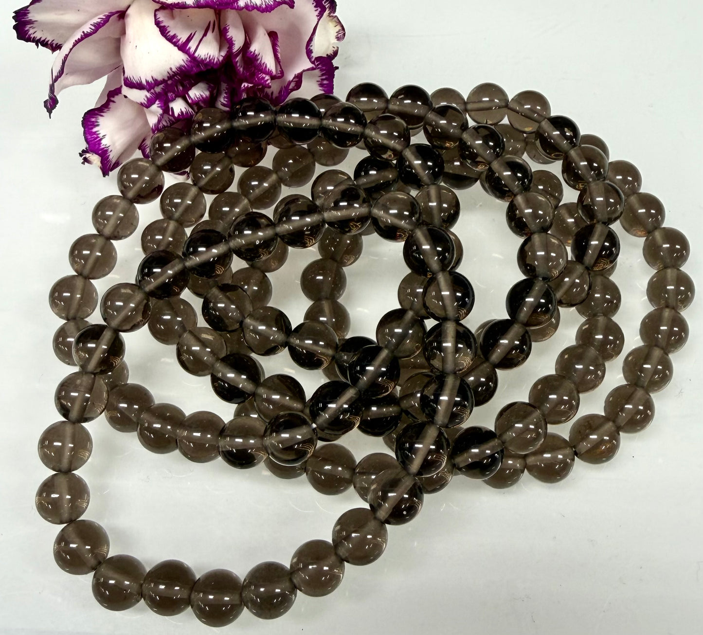 Wholesale Lot 6 Pcs Natural Ice Obsidian 8mm 7.5” Stretch Bracelet
