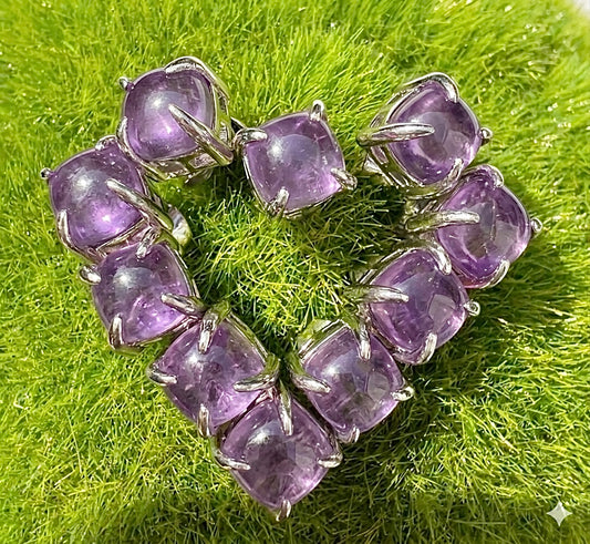 Wholesale Lot 5 Pairs Natural Amethyst Sterling Silver (925) Posts