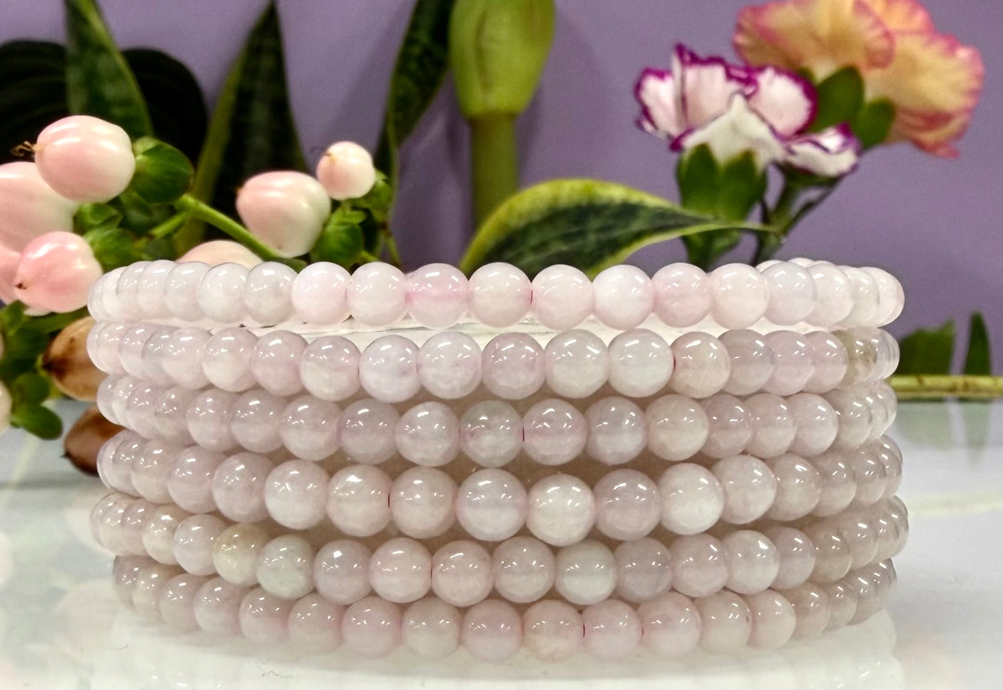 Wholesale Lot 6 Pcs Natural Pink Jade Jadeite 4mm 7.5” Crystal Healing Stretch Bracelet