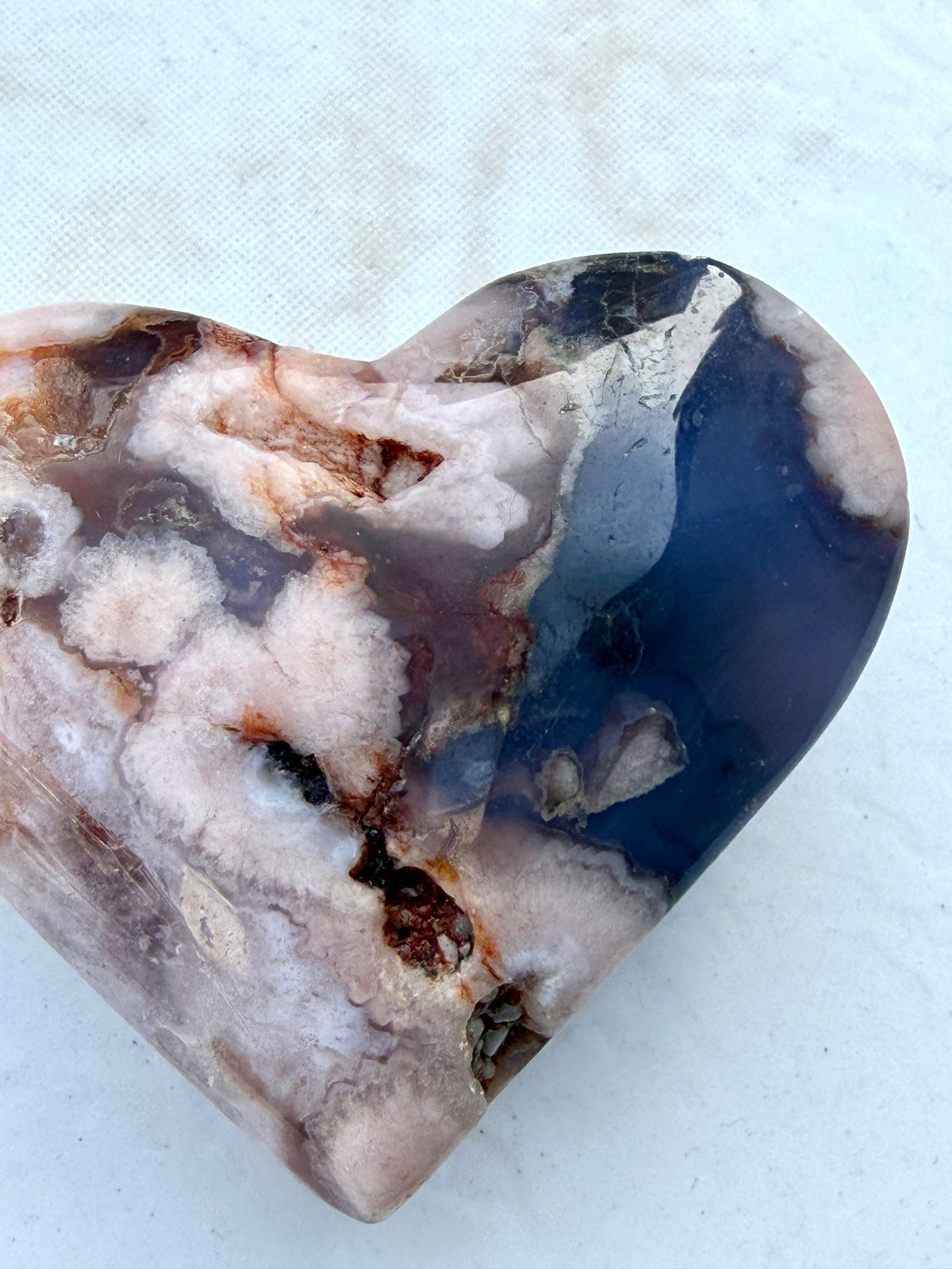 Wholesale Lot 2 lbs Blue Flower Agate Heart Crystals Healing Energy