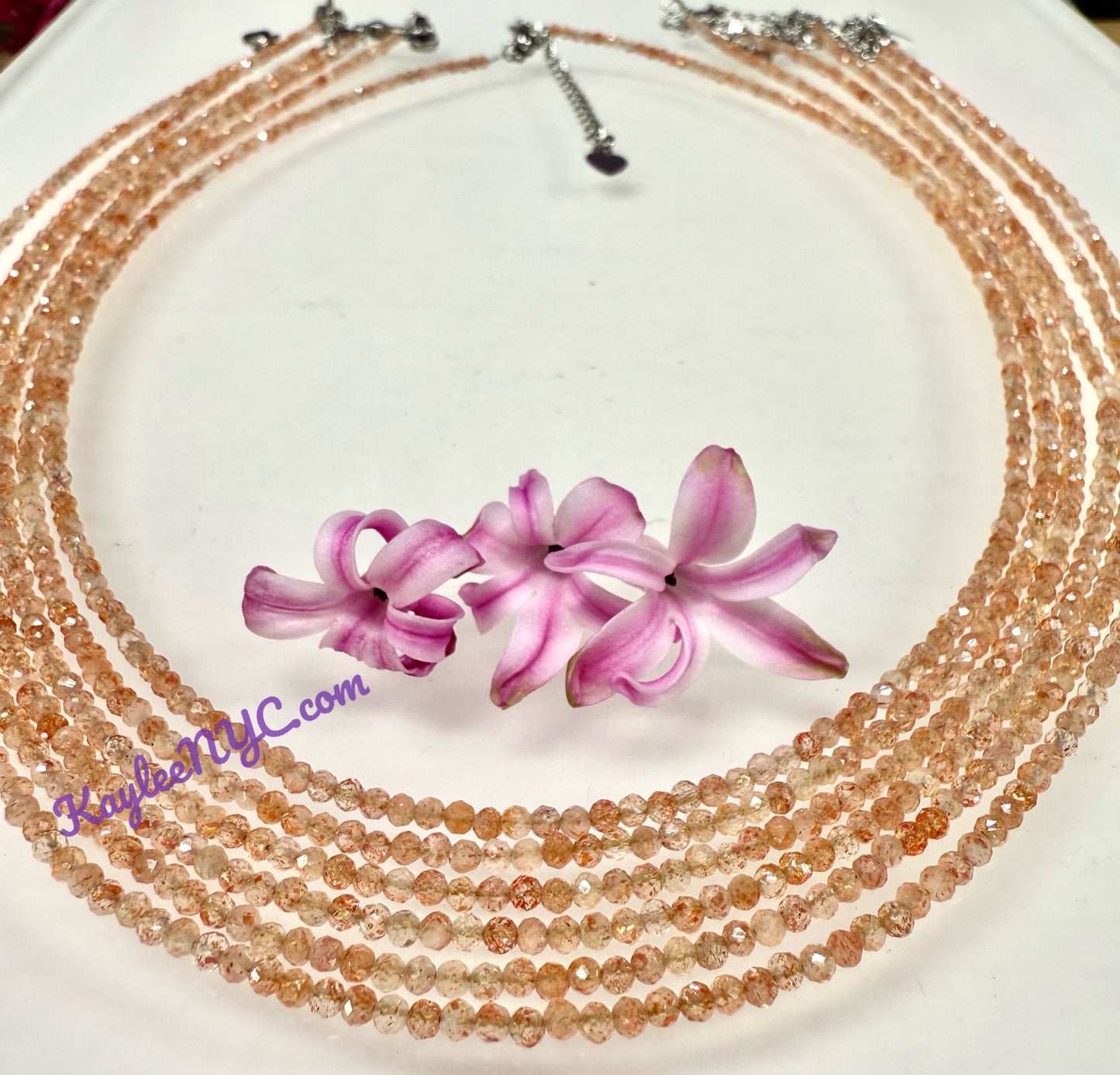 6 PCs 2mm Natural Sunstone Necklaces