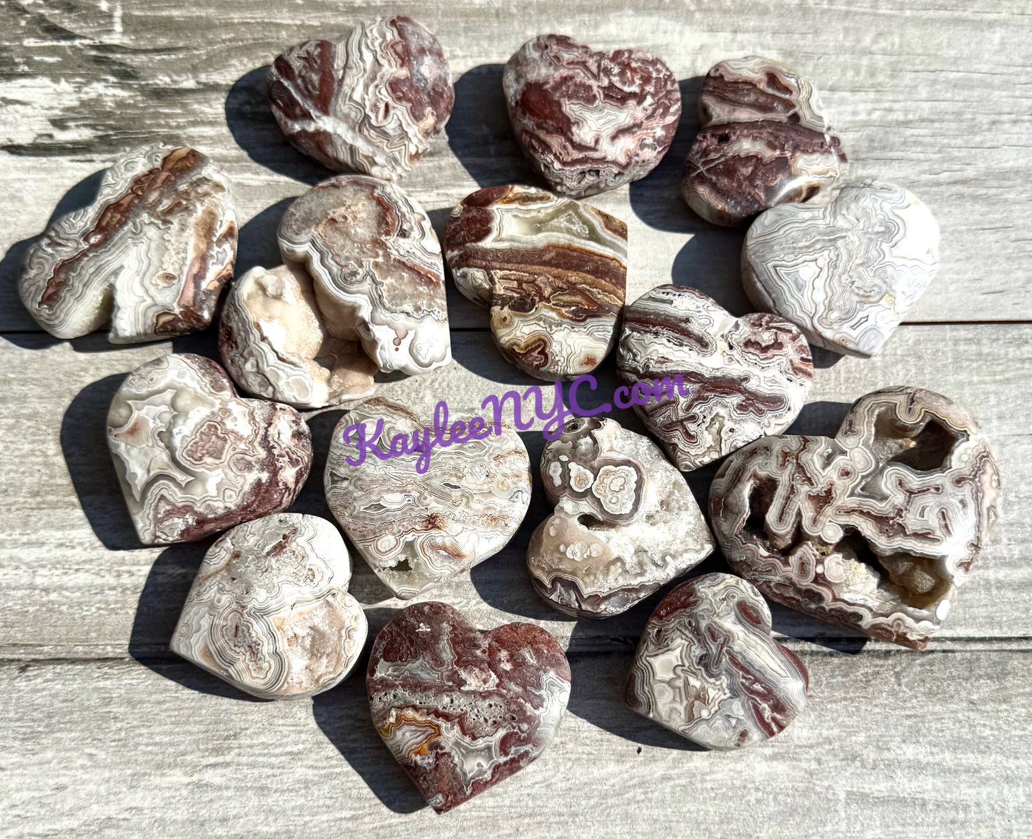 Wholesale 2 Lb Lot Natural Mexican Lace Agate Hearts Crystal Energy