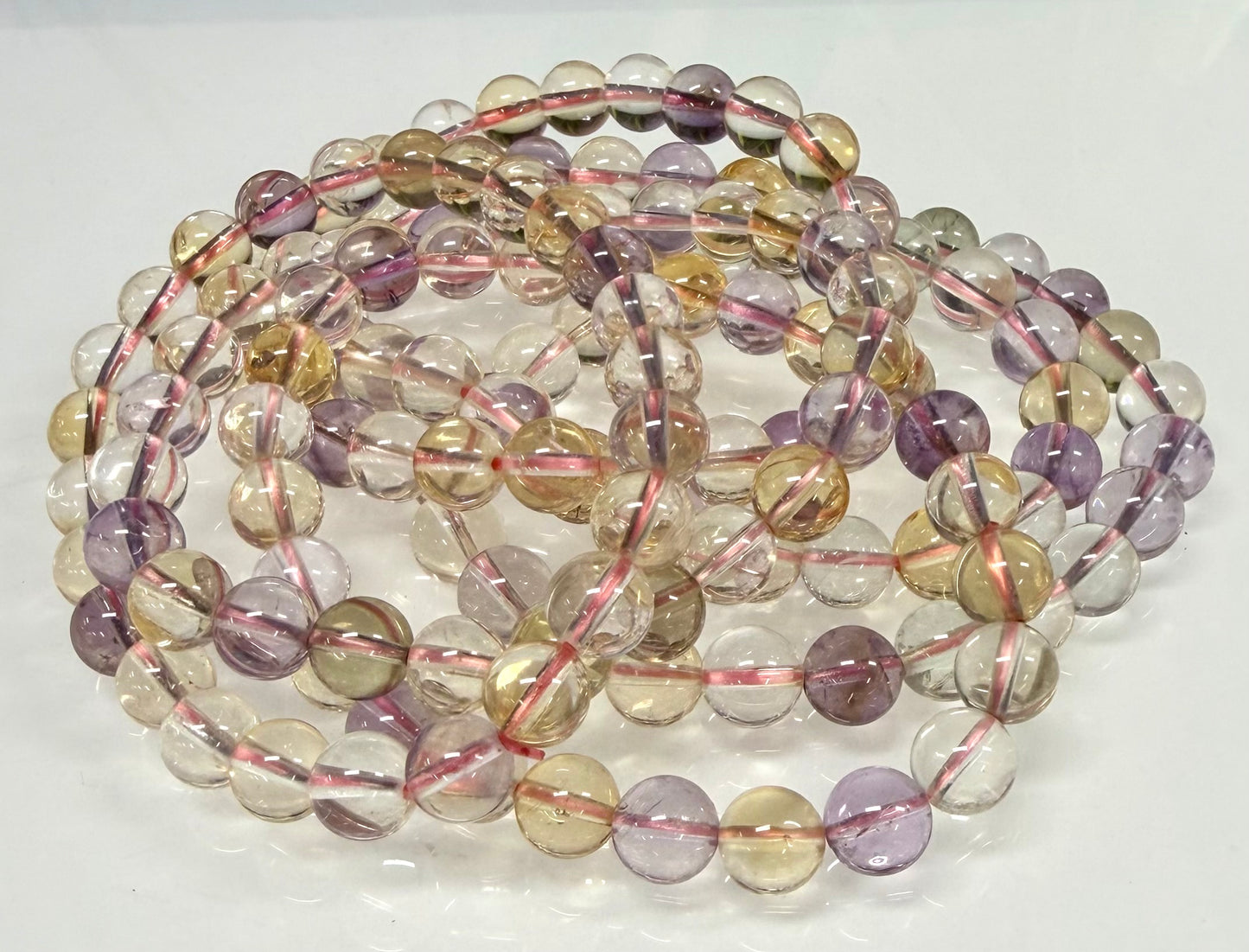 Wholesale 6 Pcs Natural Ametrine 8mm 7.5” Crystal Healing Stretch Bracelet