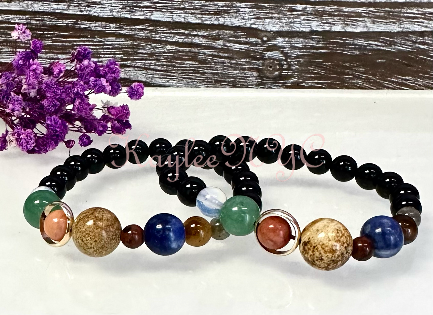 Wholesale 6 Pcs Solar System Crystal Healing Stretch Bracelet 7.5”