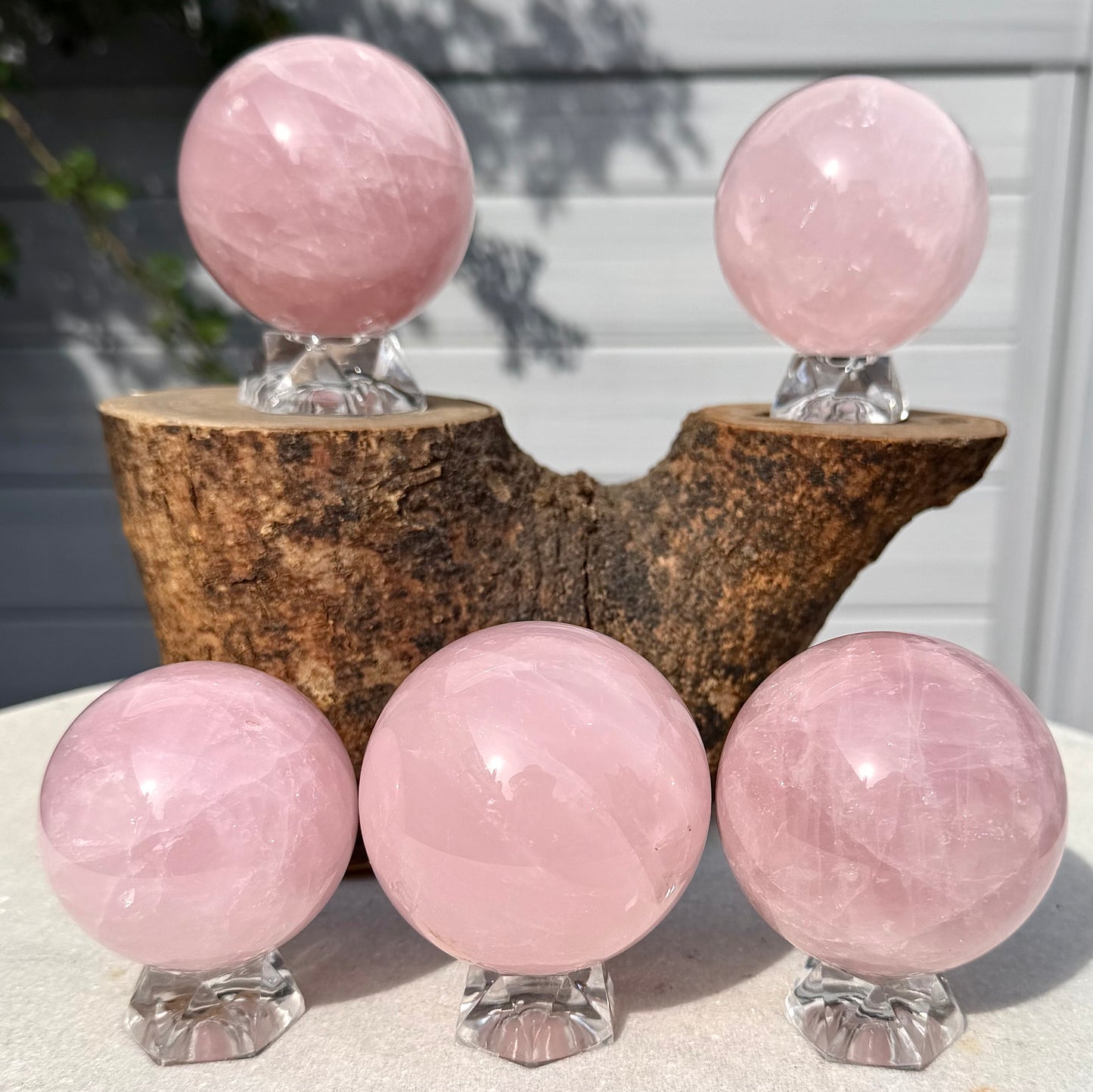 Wholesale Lot 5 PCs Natural Rose Quartz Spheres Crystal Ball very nice quality 3.9-4lbs