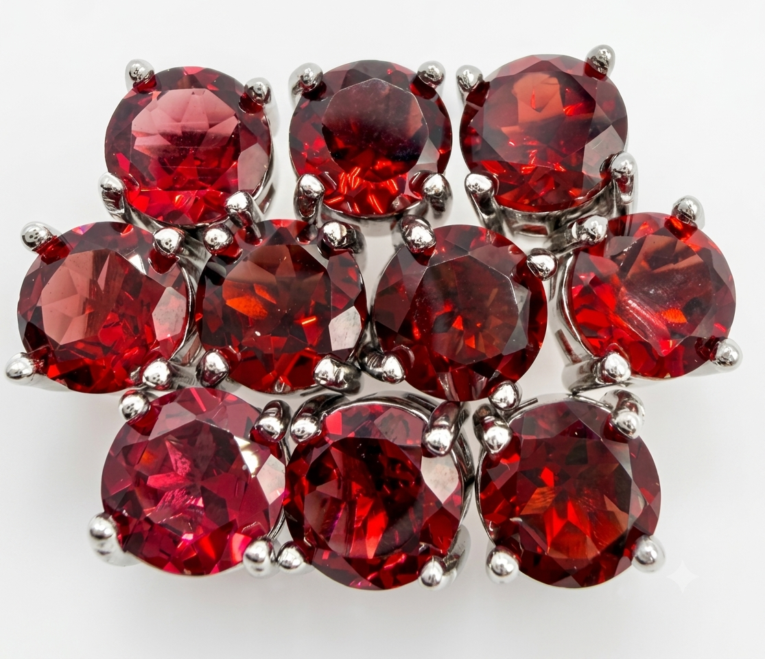 Wholesale Lot 5 Pairs Natural Garnet Earring Stud 6mm