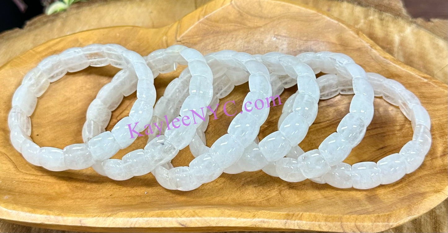 6 Pcs 15mm Natural Clear Quartz Stretch Bracelet 7.5” Crystal Healing Energy