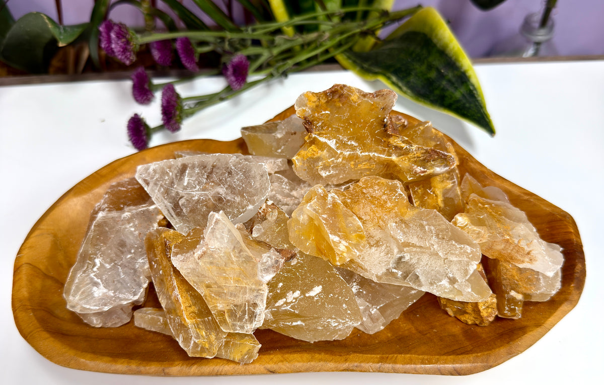 Wholesale Lot 2 Lbs Natural Golden Phantom Selenite Crystal Raw Healing Energy